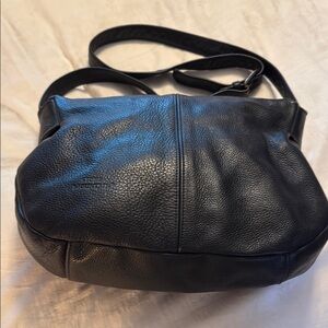 Stone Mountain Navy Blue Pebbled Leather Shoulder Bag